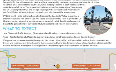 CV Link Construction Alert: Mesquite Ave Between Sunrise & Compadre