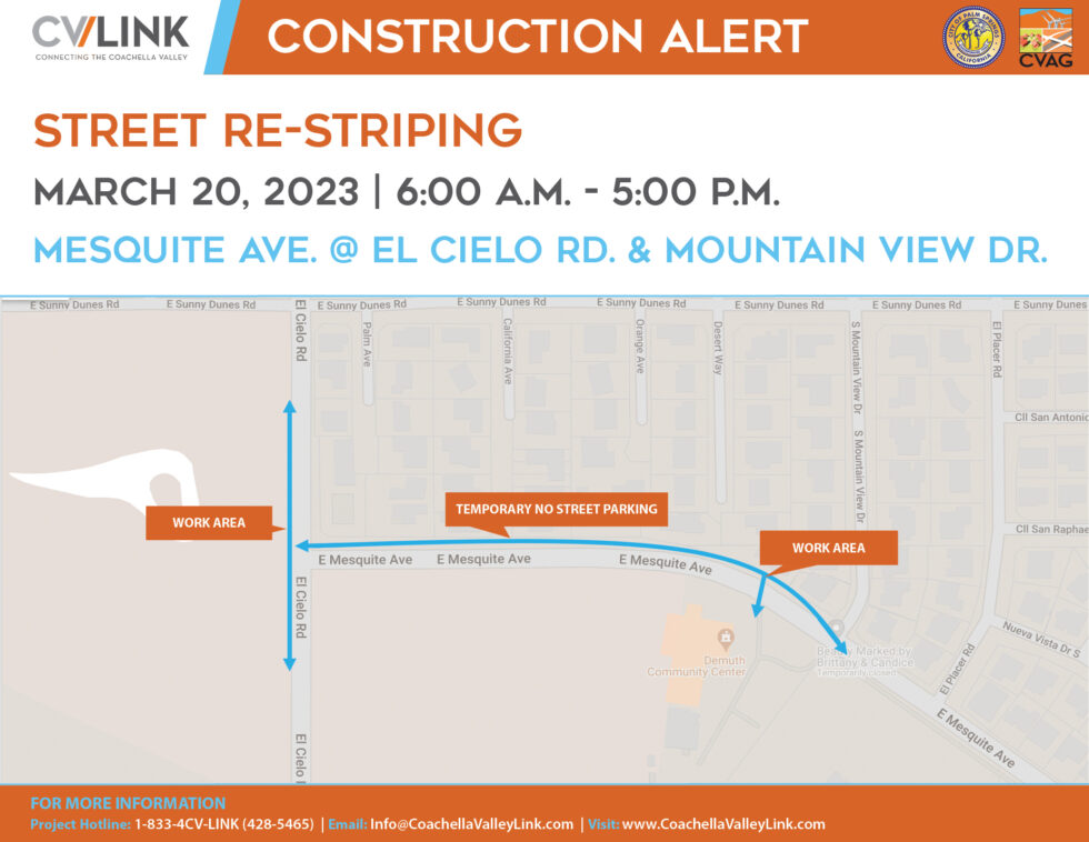 CV Link Traffic Alert El Cielo & Mesquite ReStriping CV Link